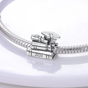 Graduation charm 2024 fit for pandora bracelet 925 sterling silver image 2