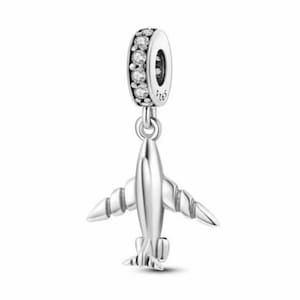 airplane charm 925 sterling silver fit for Pandora bracelet, travel charm,