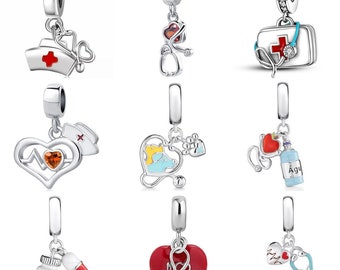 Doctor charm, nurse charm, medicine charm, silver charm for bracelet