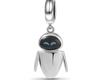 Eva robot charm for pandora, 925 sterling silver charm, Pixar robot charm