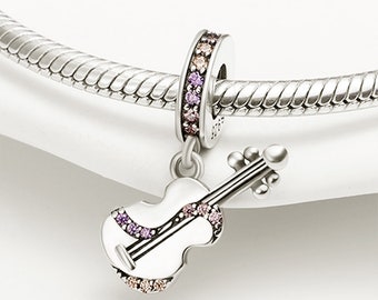 violin charm, music charm, silver charm for bracelet