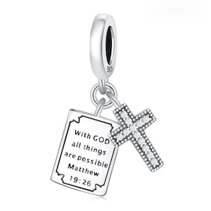 Bible charm with cross 925 sterling silver fit for Pandora bracelet