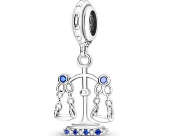 Charm de justicia para pulsera, plata de ley 925, charm de balanza.