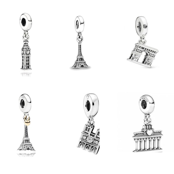 Charm bâtiment emblématique digne d'un bracelet Pandora en argent sterling 925