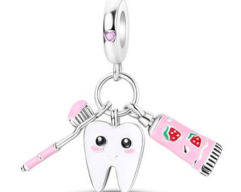 tooth paste charm 925 sterling silver for pandora