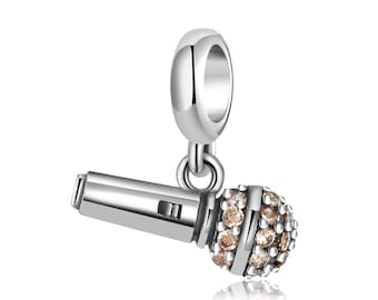 microphone charm fit for Pandora bracelet and necklace 925 sterling silver