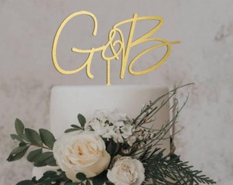 Rustic Wedding cake topper /Boho Custom engagement Cake Topper/Initial Wedding Cake Topper/Monogram Cake Topper/Personalized Cake Topper-UM