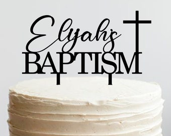 Personalized Baptism Cake Topper/Custom Christening Cake Topper/God Bless Cake Topper/First Communion Cake Topper/Mi Bautizo Cake Topper-UM