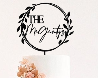 Rustikaler Hochzeitstorten Topper /Boho Benutzerdefinierter Engagement Cake Topper / Initial Hochzeitstorte Topper / Monogramm Cake Topper / personalisierter Cake Topper-UM