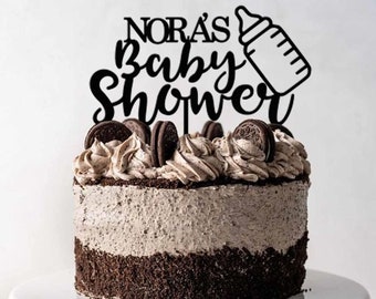 Baby shower Cake Topper baby bottle /New born Cake Topper/Baby name cake Topper/Stork Party Cake Topper/Personalized Cake Topper -UM