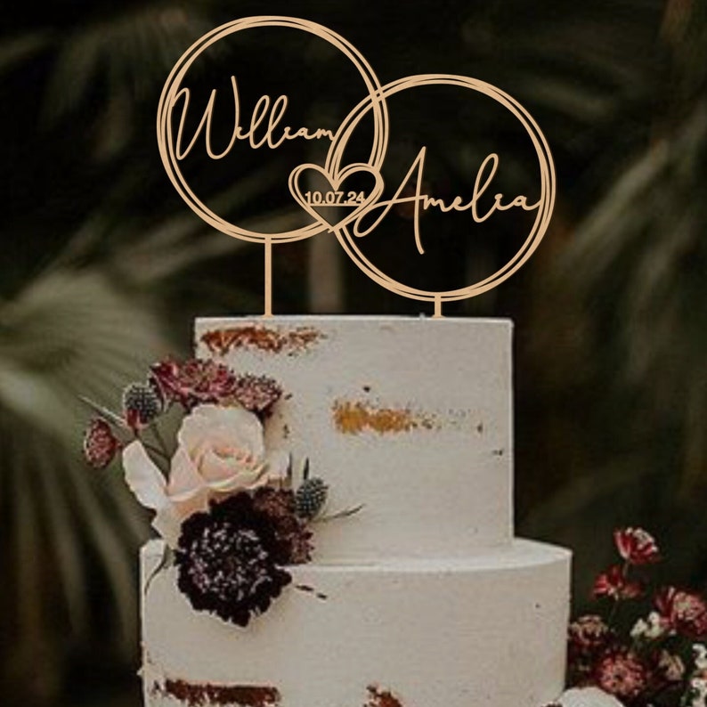 Rustic Wedding cake topper /Boho Custom engagement Cake Topper/Initial Wedding Cake Topper/Monogram Cake Topper/Personalized Cake Topper-UM Natural