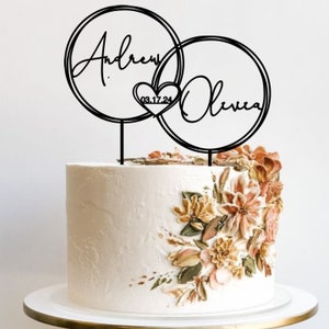 Rustic Wedding cake topper /Boho Custom engagement Cake Topper/Initial Wedding Cake Topper/Monogram Cake Topper/Personalized Cake Topper-UM Black
