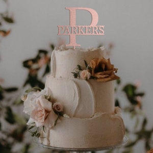 Rustic Wedding cake topper /Boho Custom engagement Cake Topper/Initial Wedding Cake Topper/Monogram Cake Topper/Personalized Cake Topper-UM Rose gold