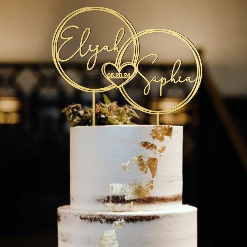 Rustic Wedding cake topper /Boho Custom engagement Cake Topper/Initial Wedding Cake Topper/Monogram Cake Topper/Personalized Cake Topper-UM Gold