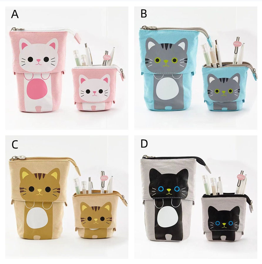 Kawaii Pencil Box Zipper Cute Cat Pencil Box School Etsy