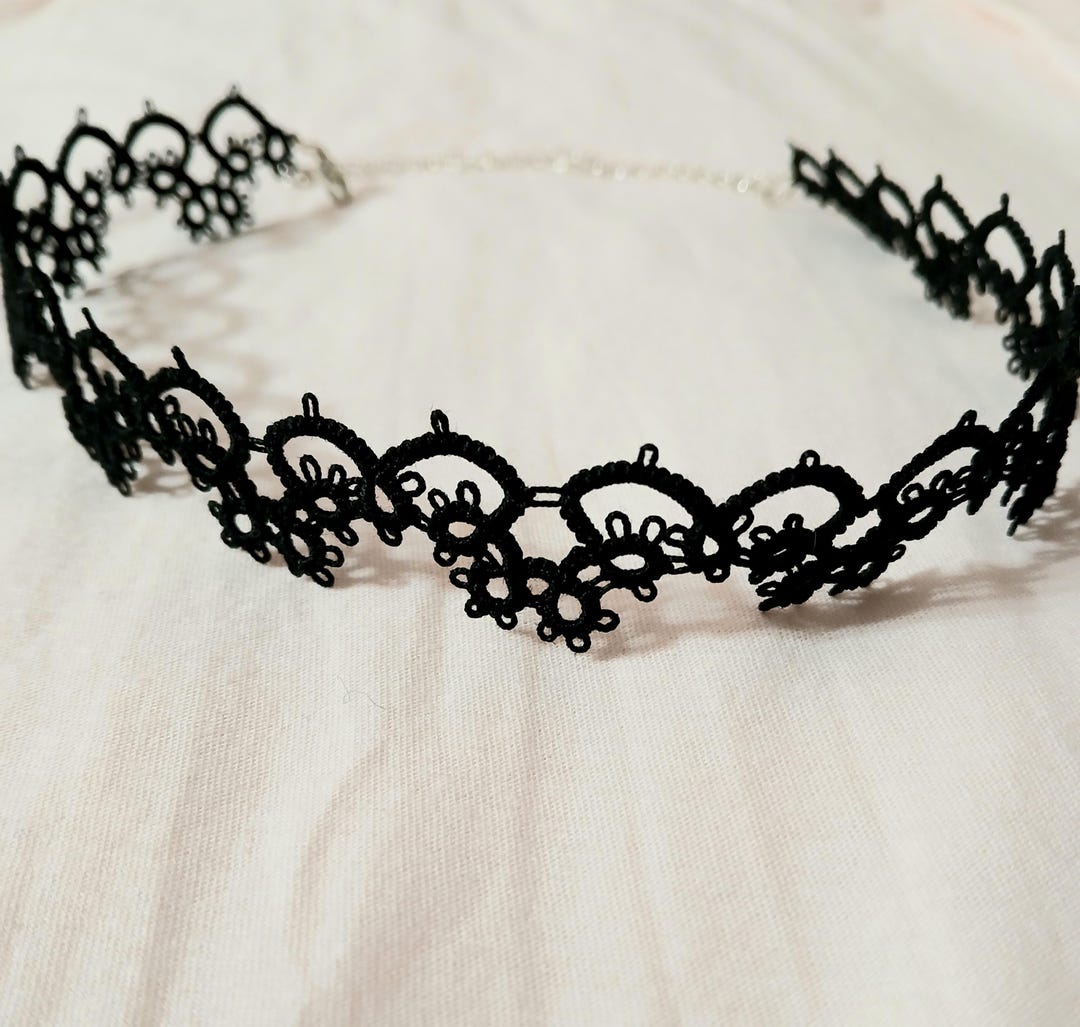 Black Tatted Lace Cotton Choker Necklace, Black Gothic Chokers ...