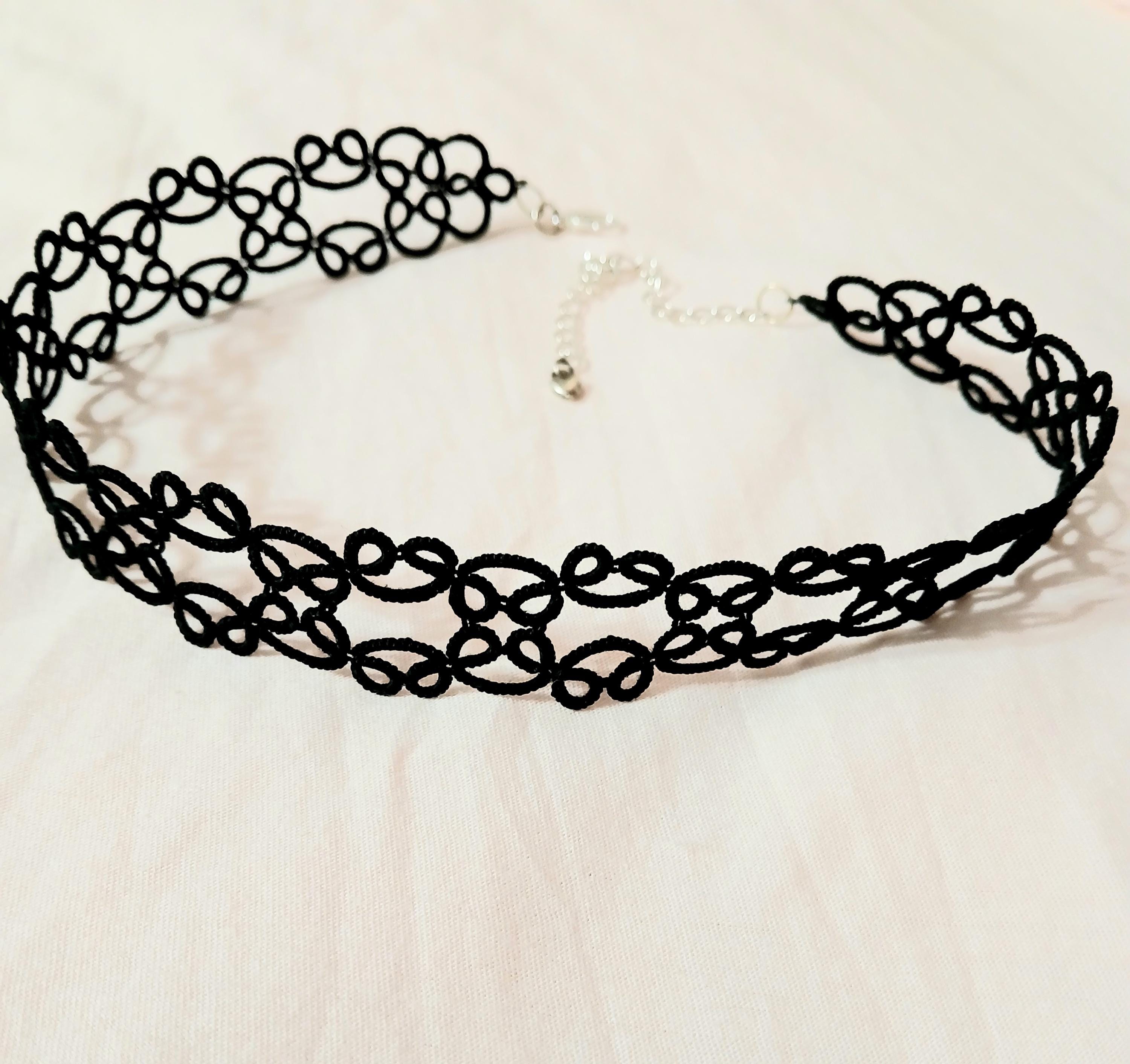 Collier Ras De Cou En Coton Et Dentelle Tatouée Noire, Ras De Cou Gothiques Noirs, Dentelle Victorienne à La Mode, Tour De Cou Réglable En Longueur, Collier Noir - France