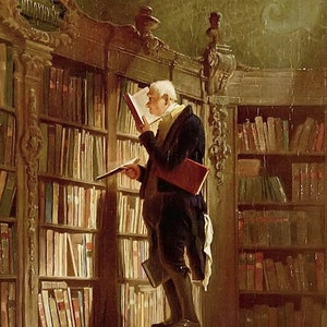 Cartolina "Il topo di biblioteca" di Carl Spitzweg