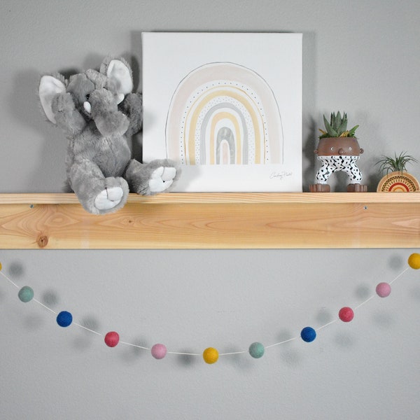 Muted Rainbow Felt Pom Pom Garland Reusable Pride Decor Birthday Party Decor Wall Hanging Rainbow Decor Happy Party Supplies Dorm Room Decor