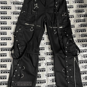 Custom Handmade Anime Embroidery Pants With Chains, Rivets
