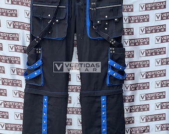 Handmade Gothic Cyberpunk Cargo Pants: Rave Techwear with Chains & Straps