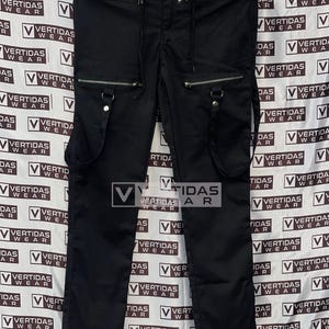 Handmade Unisex Fashion Gothic Pant/Goth Jeans Punk Cyber Chain Rock Black Cotton Trousers