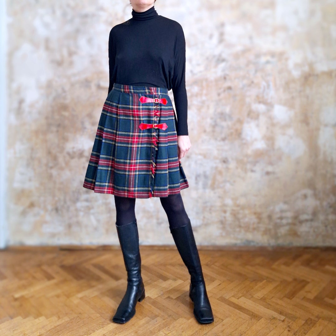 Portefeuille Femme Tartan Carreaux Vintage Vert Flanelle Coton