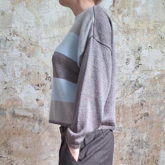 weicher Vintage Pullover hellbraun hellblau 40 42 - image 5