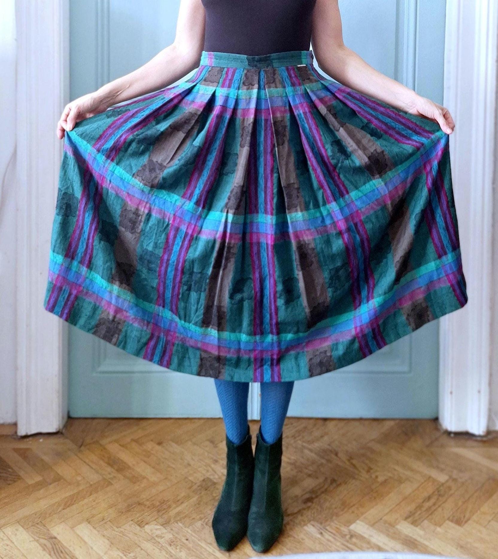 Jupe Crayon Geiger En Laine Noire Vintage - Taille 34 (EU), Année 1980, Neuve Avec étiquette