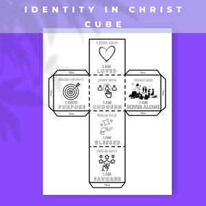 Identity In Christ Coloring Cube, Printable Sunday School Lesson, Christian Printable Craft, Scripture Activity, Bible Coloring Page Kids