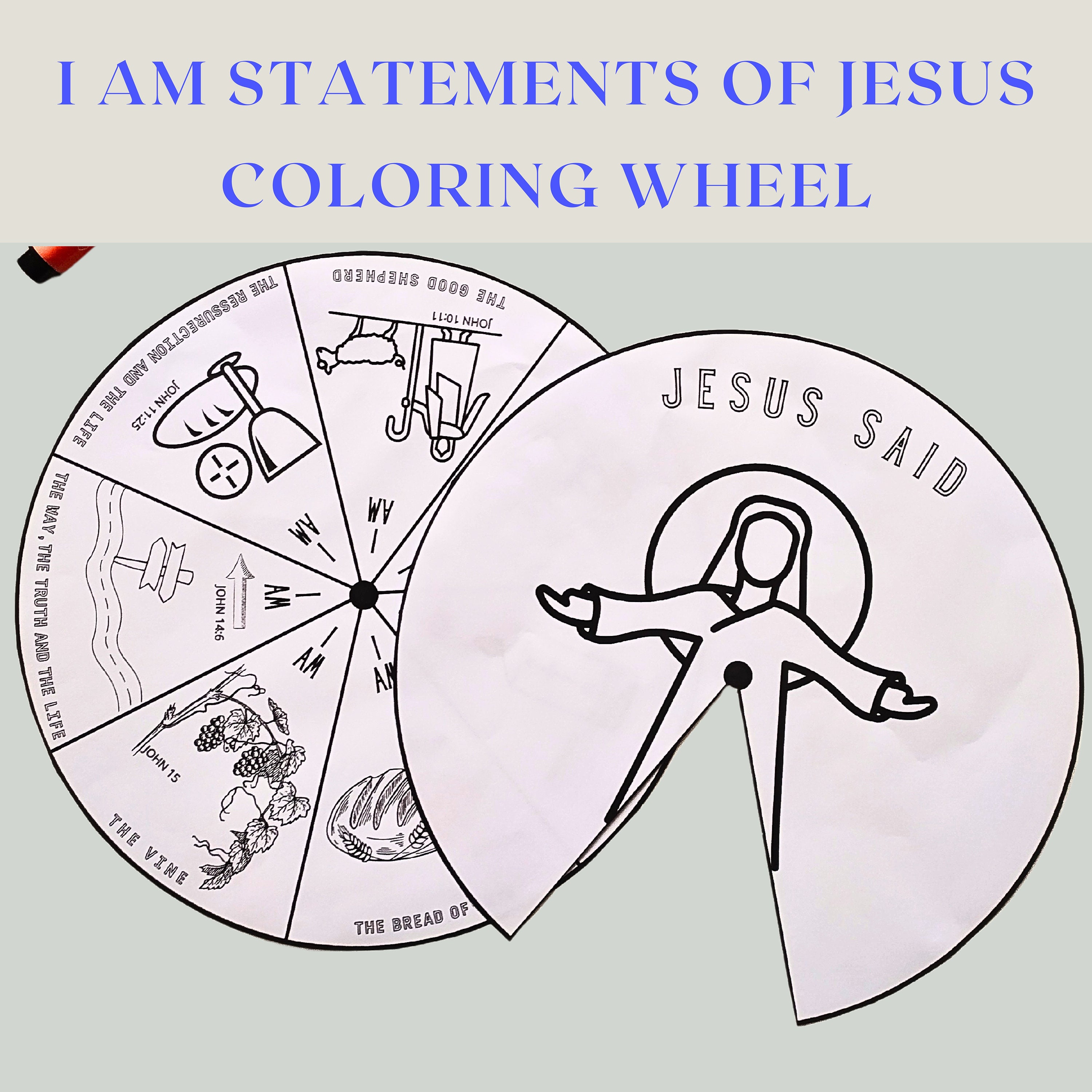 I Am Statements of Jesus Coloring Wheel, Printable Sunday School Lesson ...