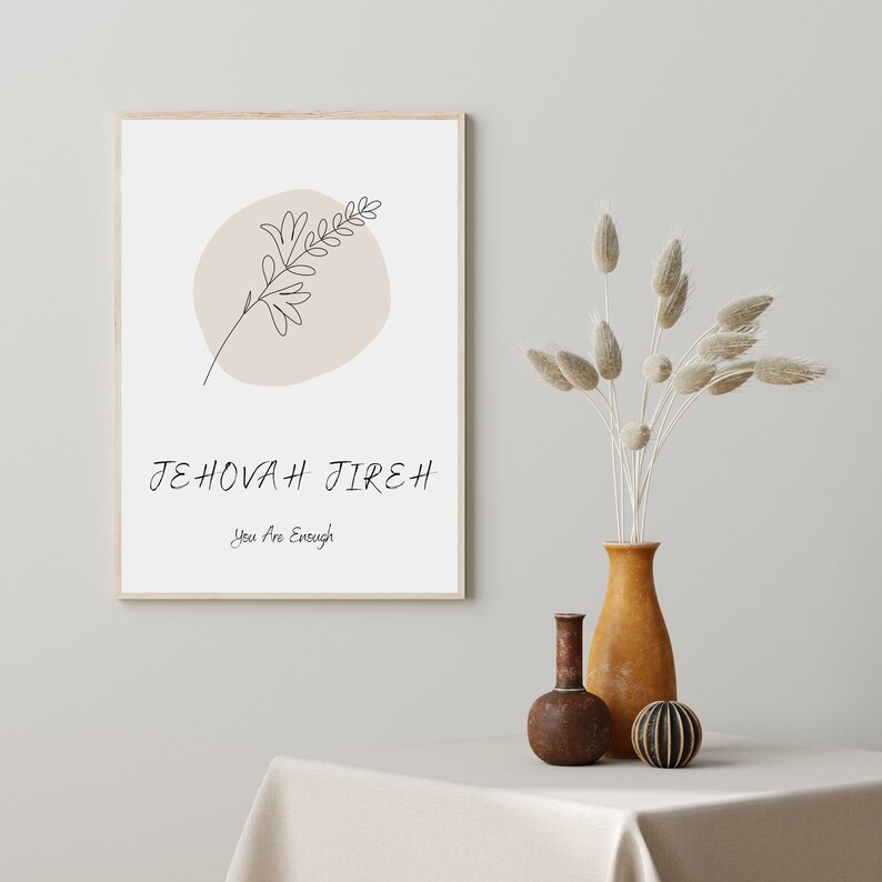 Jehovah Jireh You Are Enough Printable Wall Art, Modern Minimalist Home
