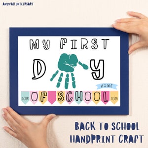 My First Day of School Handprint Craft,Back to School Handprint Art,First Day School Craft, Kids Handprint Art, Printable First Day Activity