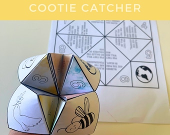 Beatitudes of Jesus Cootie Catcher Sunday School Bible Activity, Beatitudes of Jesus Paper Craft, Christian Homeschool Printable Activity