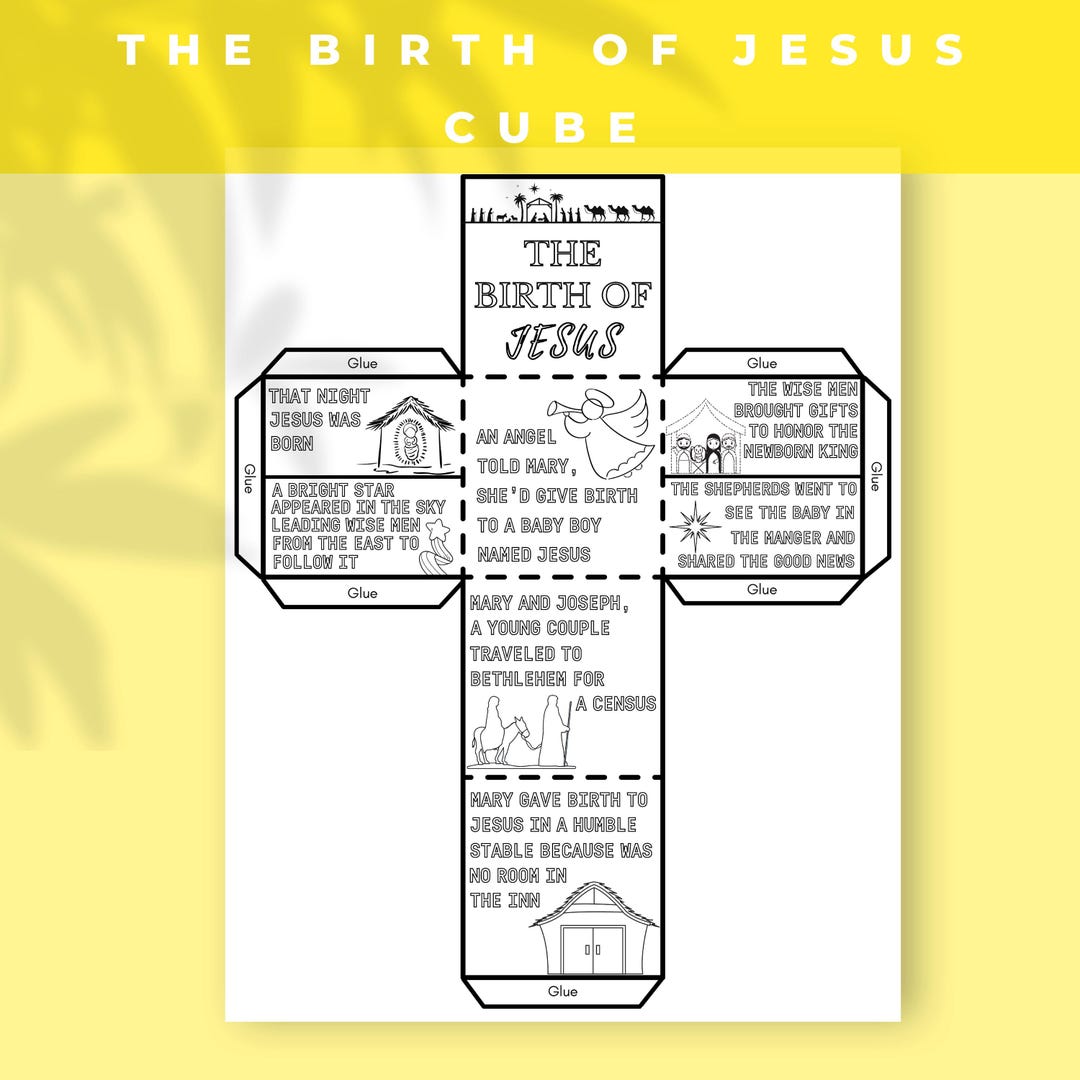 The Birth of Jesus Coloring Cube for Kids, Printable Nativity Scene ...