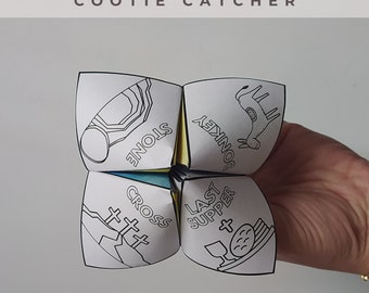 The Easter Story Cootie Catcher, Printable Sunday School Bible Activity,The Easter Story Paper Craft for Kids,Christian Homeschool Printable