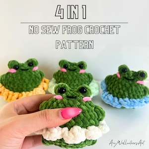 PATTERN: No Sew Frog 4 In 1 Crochet Pattern, Cute Frog Amigurumi Plushie Pattern,No Sew Crochet Pattern for Beginners,4 In 1 PDF Pattern