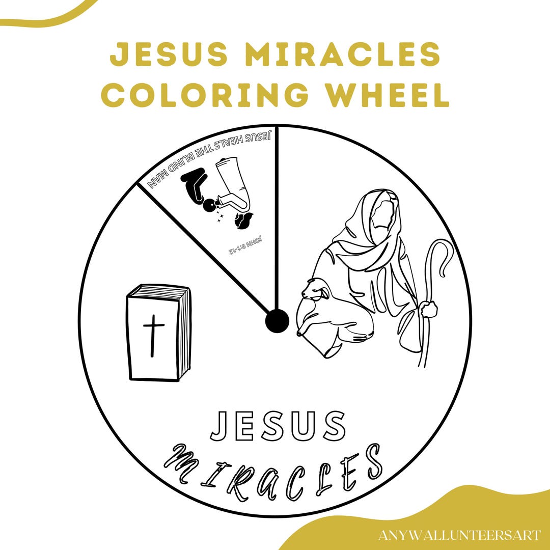 Jesus Miracles Coloring Wheel, Printable Bible Story for Kids, Sunday ...