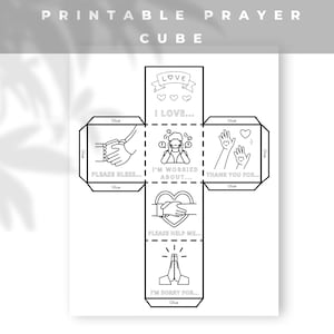 Printable Prayer Cube for Kids, Bible Coloring Page Learning Sheet, Bible Verse Sunday School Activity, Scripture Craft, Prayer Activity