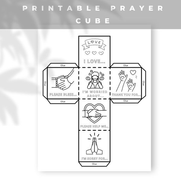 Printable Prayer Cube for Kids, Bible Coloring Page Learning Sheet, Bible Verse Sunday School Activity, Scripture Craft, Prayer Activity