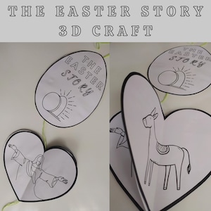 The Easter Story 3D Craft, Printable Sunday School Coloring Craft, Bible Coloring Page Learning for Kids, Bible Verse Sunday School Activity