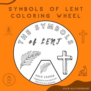 The Symbols of Lent Coloring Wheel, Printable Sunday School Lesson, Kids Bible Study, Christian Printable Craft,Prayer Activity for Kids