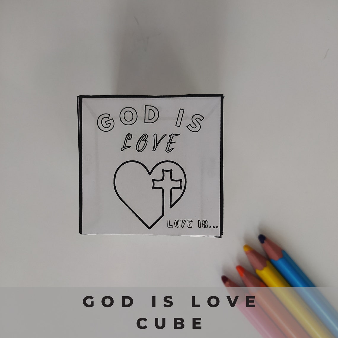 God is Love Coloring Cube,printable Bible Coloring Page Learning Sheet ...