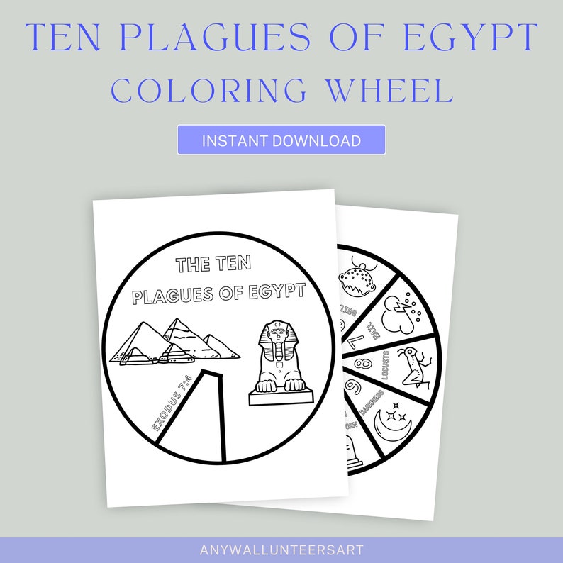 The Ten Plagues of Egypt Coloring Wheel, Printable Bible Activity, Kids ...