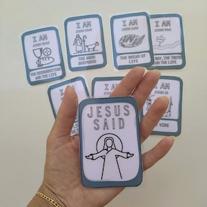 Ich bin Aussagen von Jesus Färbung Flash Card, druckbare Sonntagsschulstunde, Kinderbibelstudie, Schriftaktivität, christliches druckbares Handwerk