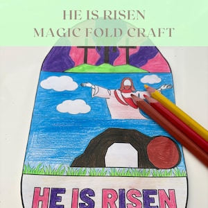 Lavoretto magico sulla Resurrezione di Pasqua, attività stampabile per bambini, lavoretto biblico cristiano per la scuola domenicale, attività religiosa