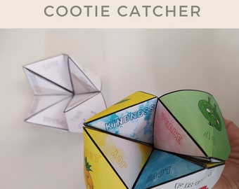 Fruit of the Spirit Cootie Catcher Sunday School Bible Activity, Fruit of the Spirit Paper Craft for Kids, Christian Homeschool Printable
