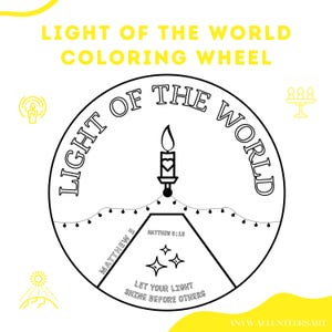 Light of the World Wheel for Kids, Bible Coloring Page Learning Sheet, Bible Verse Sunday School Activity, Scripture Craft, Prayer Activity