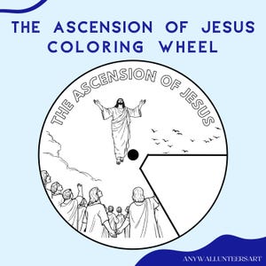 The Ascension of Jesus Coloring Wheel, Printable Bible Craft for Kids, Sunday School Activity,Christian Homeschool Lesson, Sunday School Fun