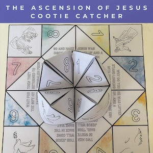 Die Himmelfahrt von Jesus Cootie Catcher, Sonntagsschulbibelaktivität, Himmelfahrt-Papiermodell für Kinder, christliche druckbare Aktivität